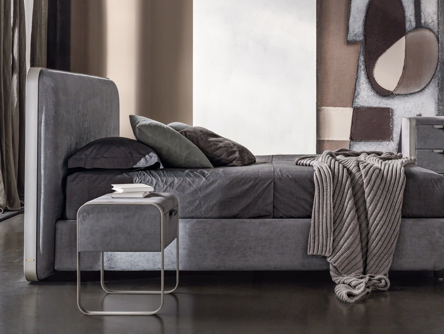 Прямоугольная кожаная прикроватная тумбочка с ящиками Cantori ARCH-00139329 - Вид №1