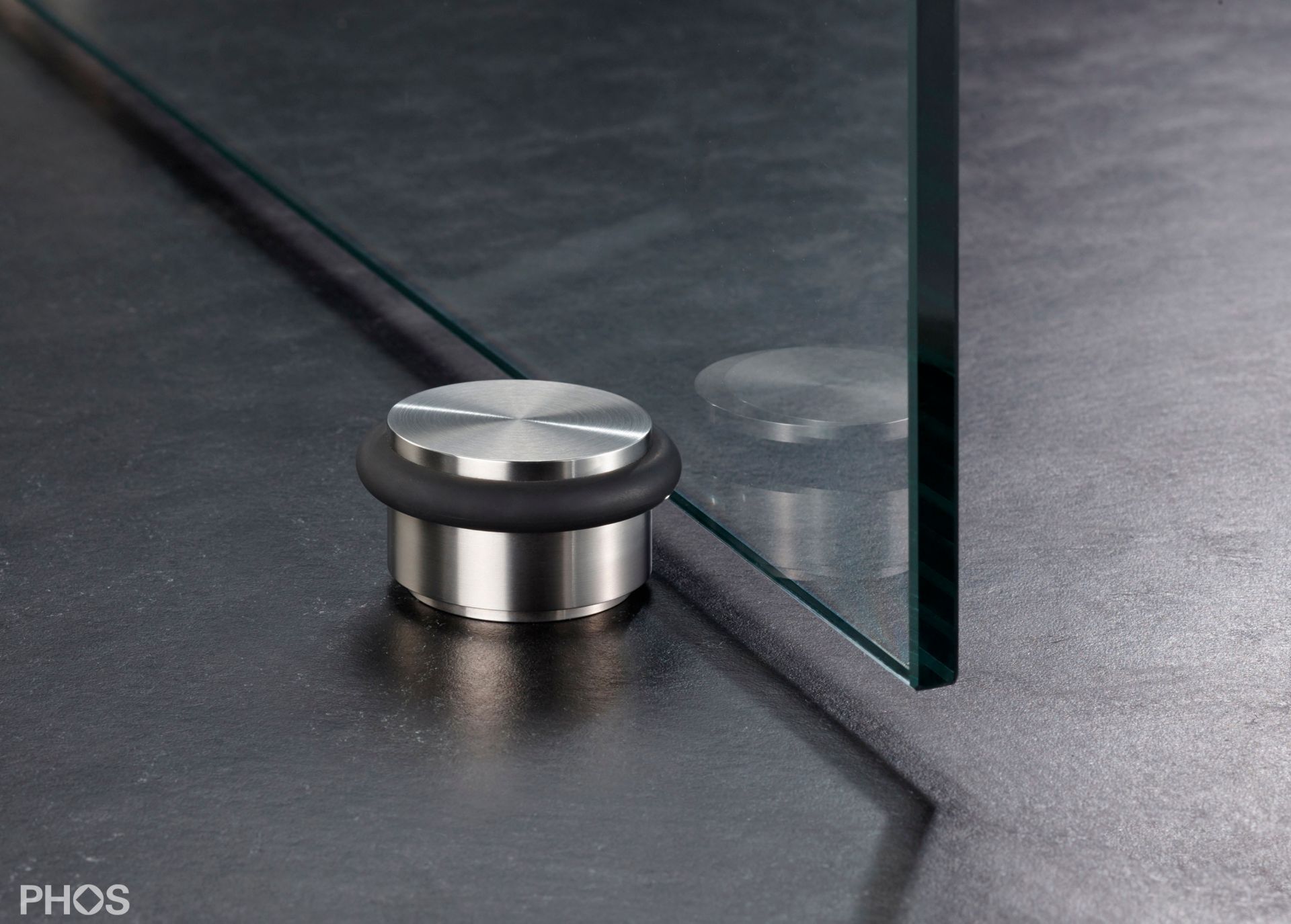 TSB50-34G Стопор для стеклянной двери, привинченный к низу, ø61 мм, высота 3,4 см. PHOS  - Вид №1