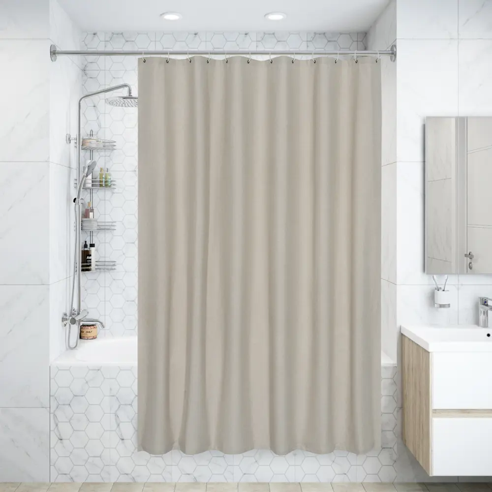 Штора для ванны Naturel, 180х200 см, полиэстер, цвет бежевый MOROSHKA STLM-2082888