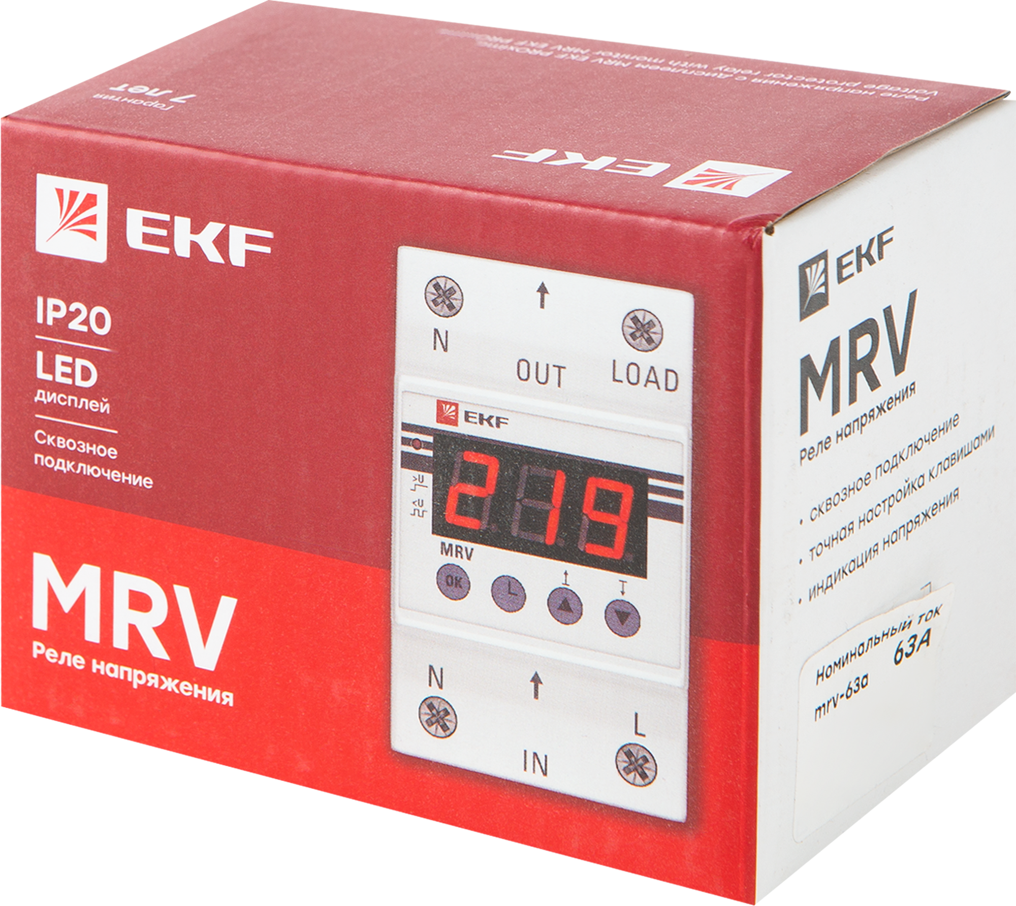 Реле напряжения EKF MRV 63А с дисплеем для защиты оборудования 82849639 STLM-0036990 - Вид №3