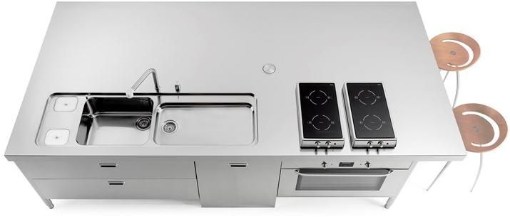 ALPES-INOX Островная кухонная мебель из нержавеющей стали с зоной для закусок Liberi in cucina sun-id-1401432 - Вид №8