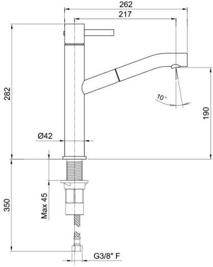 ABOUTWATER Смеситель для кухни, устанавливаемой на столешнице, с вытяжным душем Af/21 A753f - Вид №2