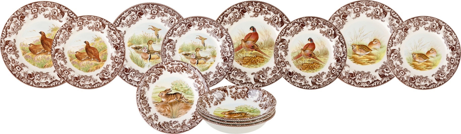 10669899 Spode Сервиз столовый Spode "Английские охотничьи мотивы" на 4 персоны 12 предметов, п/к Фаянс 