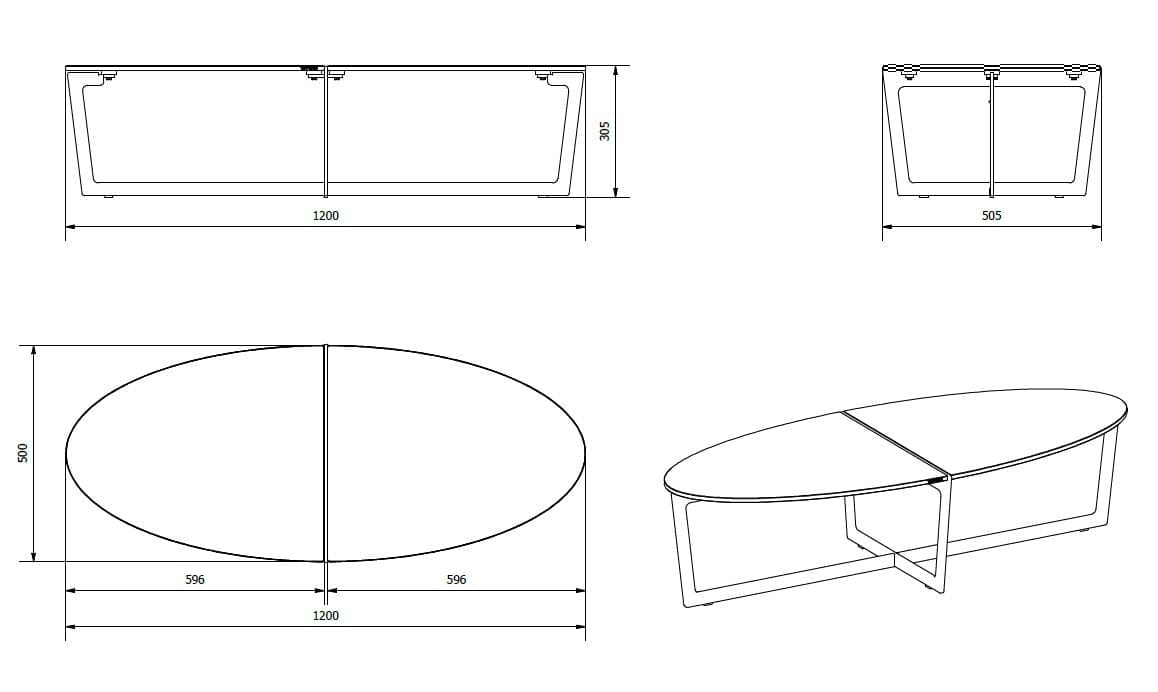 Стальной и хрустальный овальный низкий журнальный столик Bontempi Casa CROSS ARCH-00113644 - Вид №2