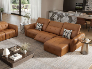 Кожаный диван с полуостровом