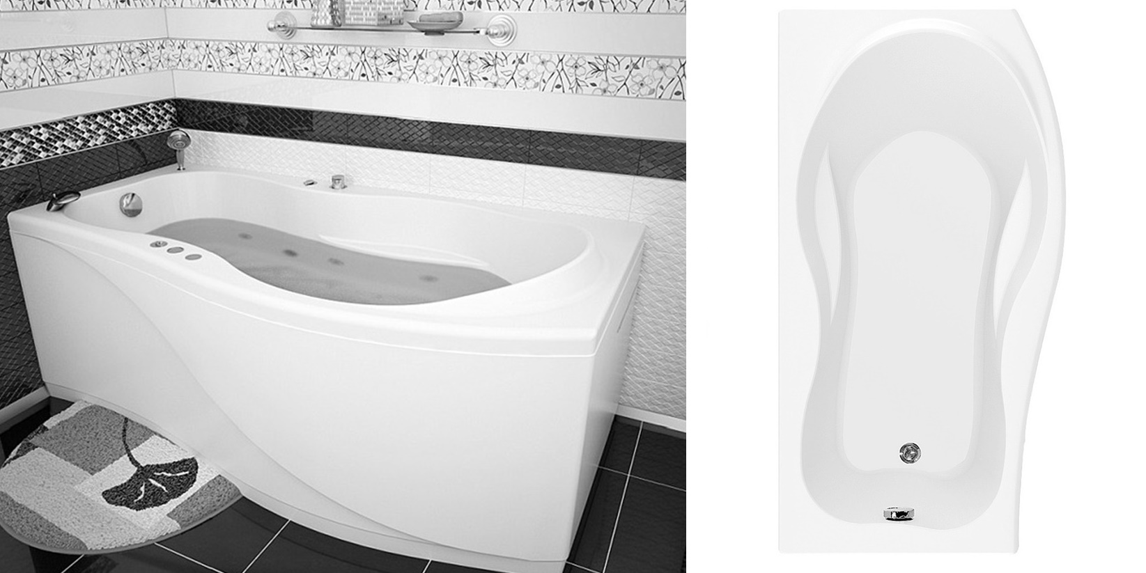 Акриловая ванна Aquanet Borneo 170x90 R 00164626 - Вид №2