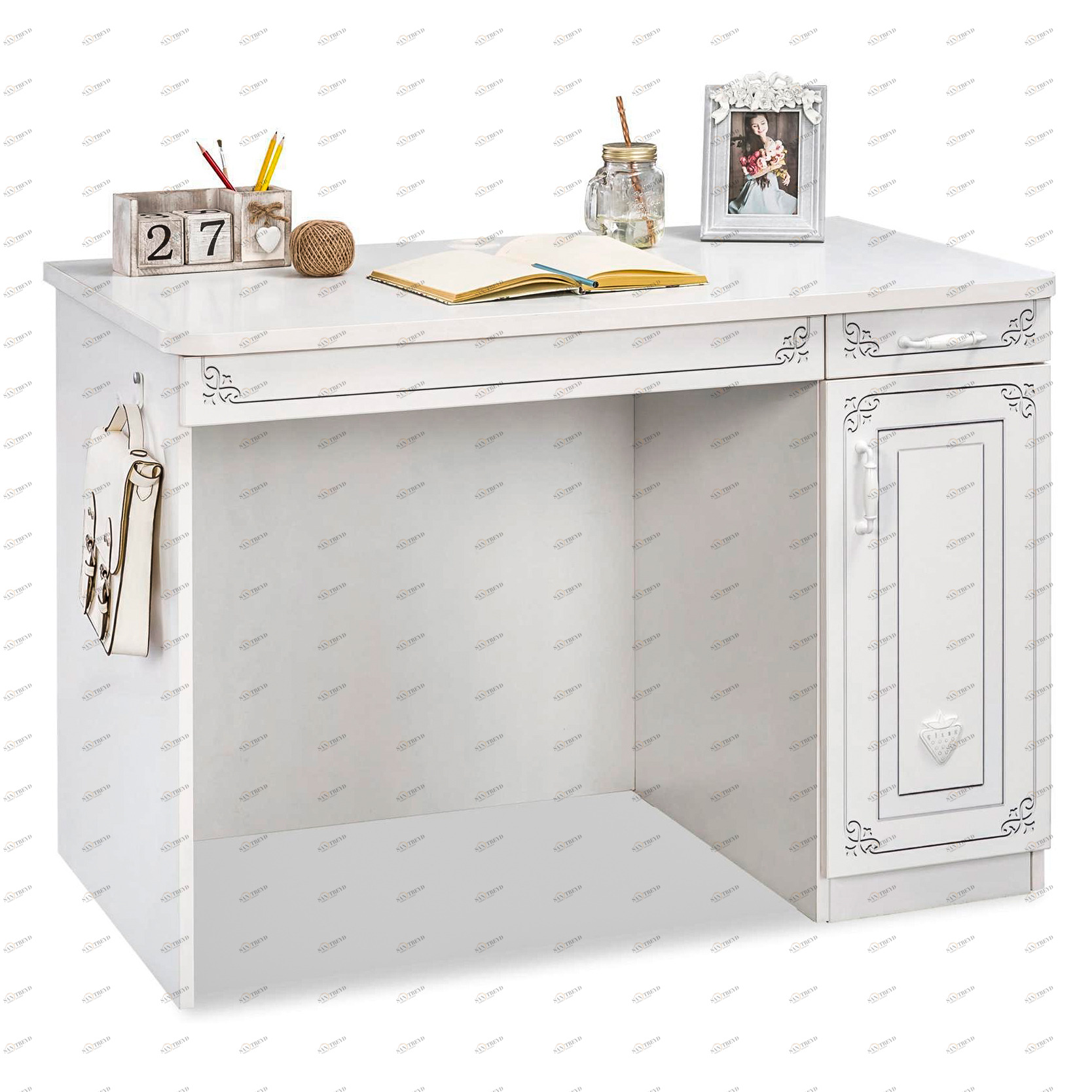 Письменный стол белый с ящиками и дверцей 113 см Selena CILEK SELENA 00-3832448 Белый Santreyd