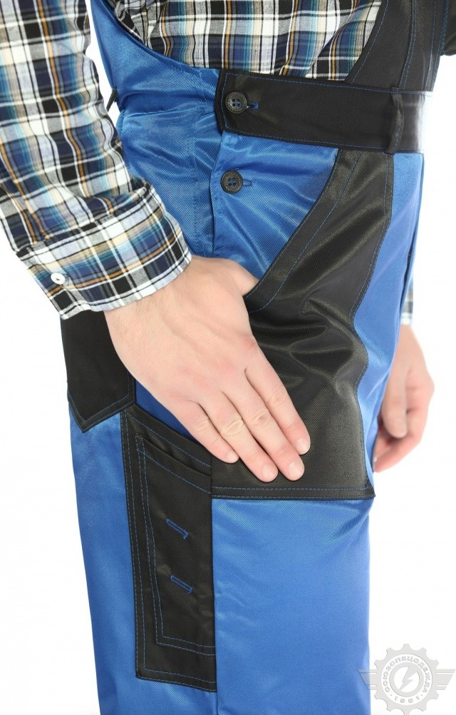 61475 Полукомбинезон "Мастер" василек-черный  Летняя спецодежда  размер 56-58/170-176  - Вид №7