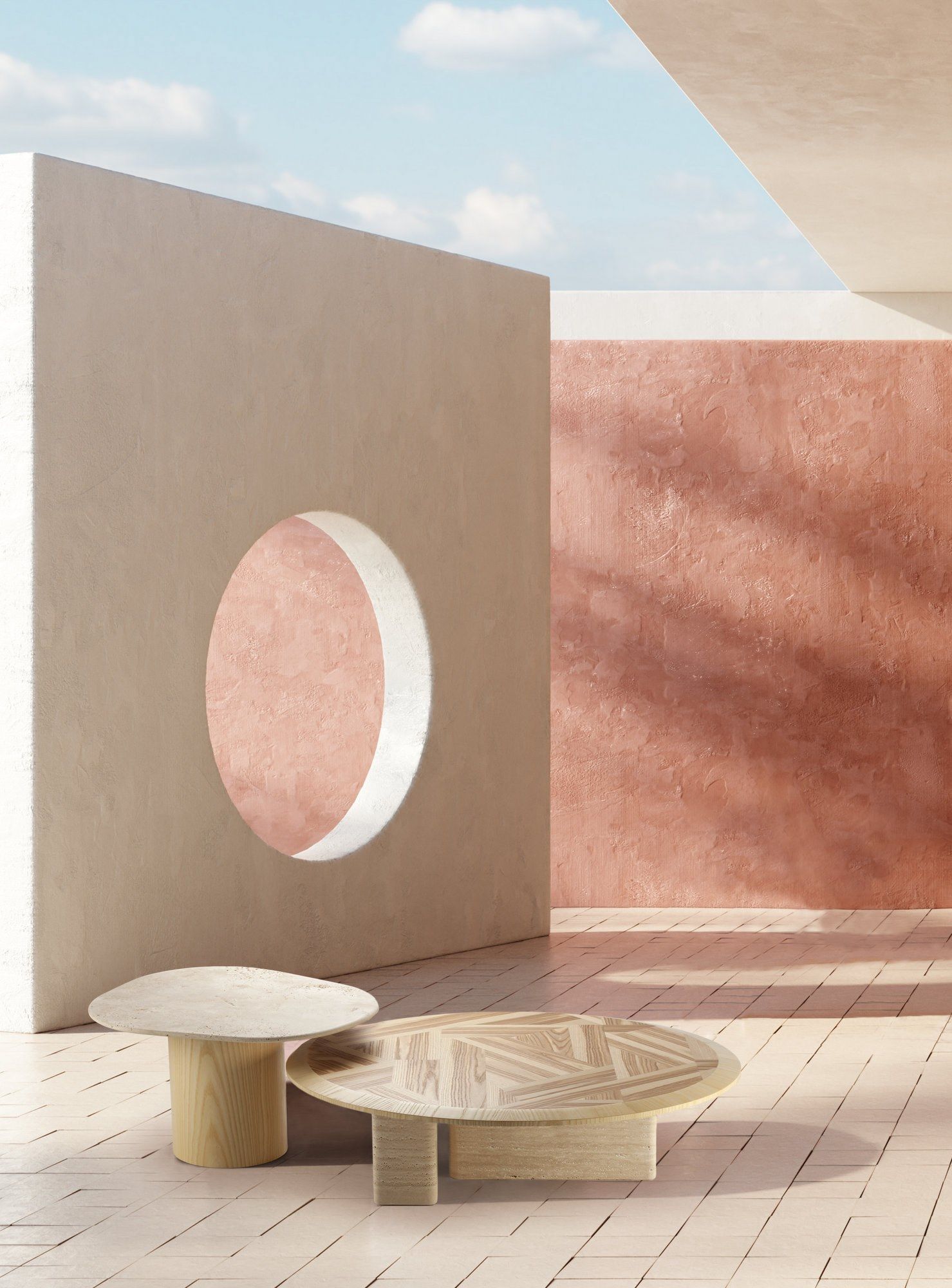 Набор журнальных столиков из ясеня и травертина DOOQ L'anamour ARCH-00064764 - Вид №6