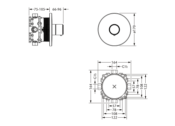 Термостат для душа скрытого монтажа ½" JOERGER Cronos Crystal 637.40.460.000 - Вид №1