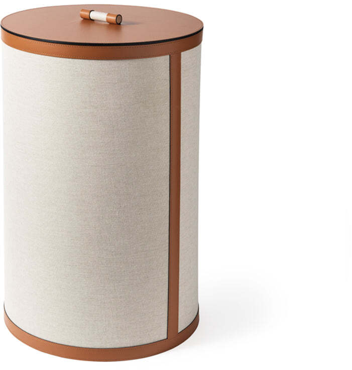 Высокая круглая корзина Penelope - Ø 40XH60 см / регенерированная кожа_белый