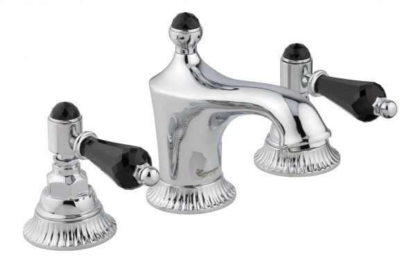 98033LCSWNEBR Смеситель The One для раковины на 3 отверстия. Черные кристаллы Swarovski, цвет бронза EMMEVI