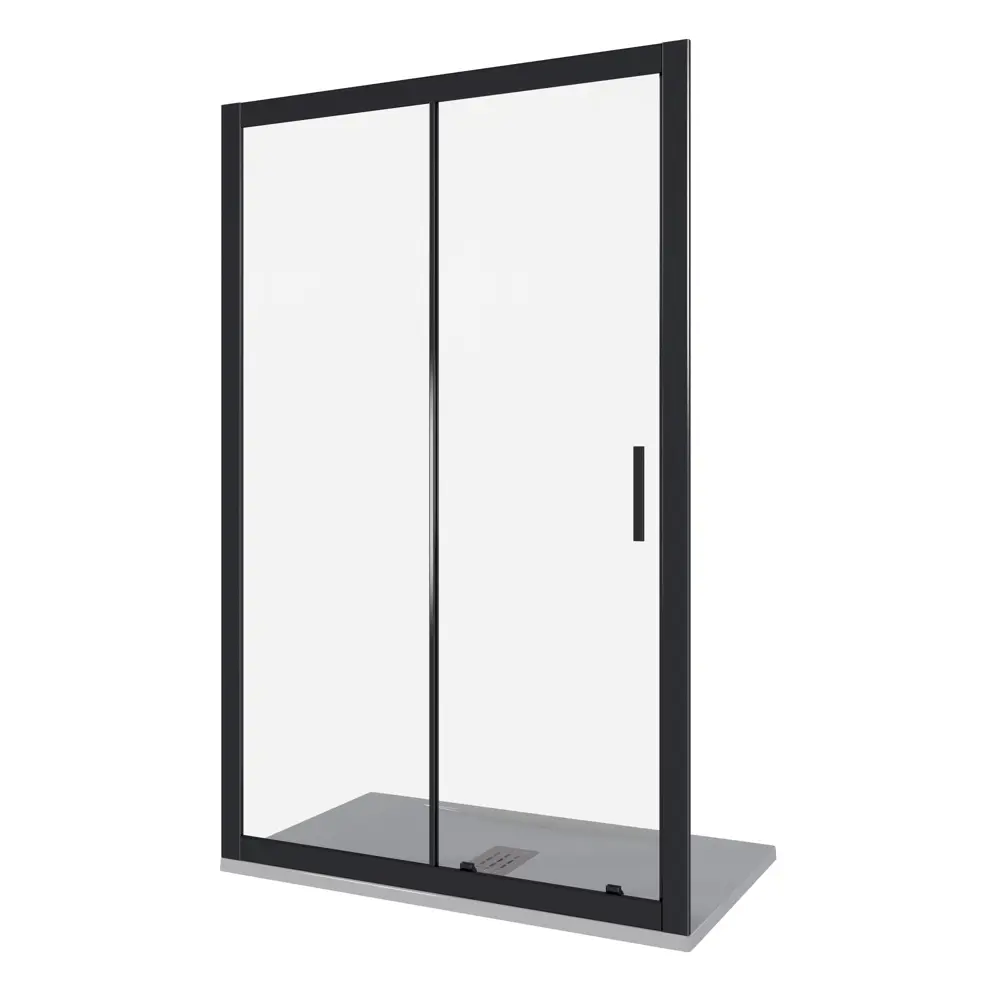 Душевая дверь Makiato 130x190см раздвижная профиль черный стекло прозрачное 5мм Santreyd STLM-2146585