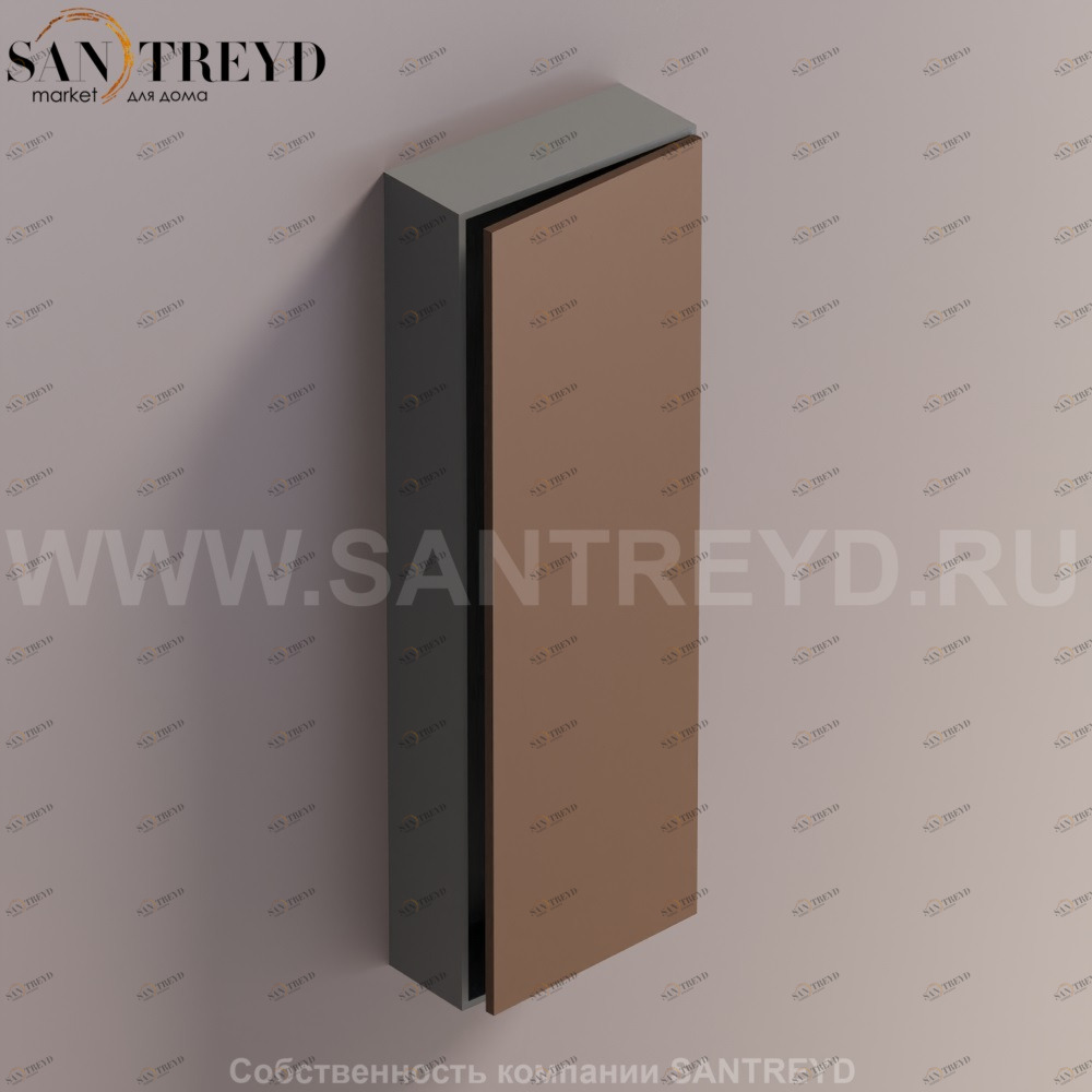 LIFT Модульный шкаф 120 см с правой дверью на доводчиках. Модули могут располагаться горизонтально и вертикально. Отделка: темно-серая краска и темная бронза. AMOB054BRLGDX Agape