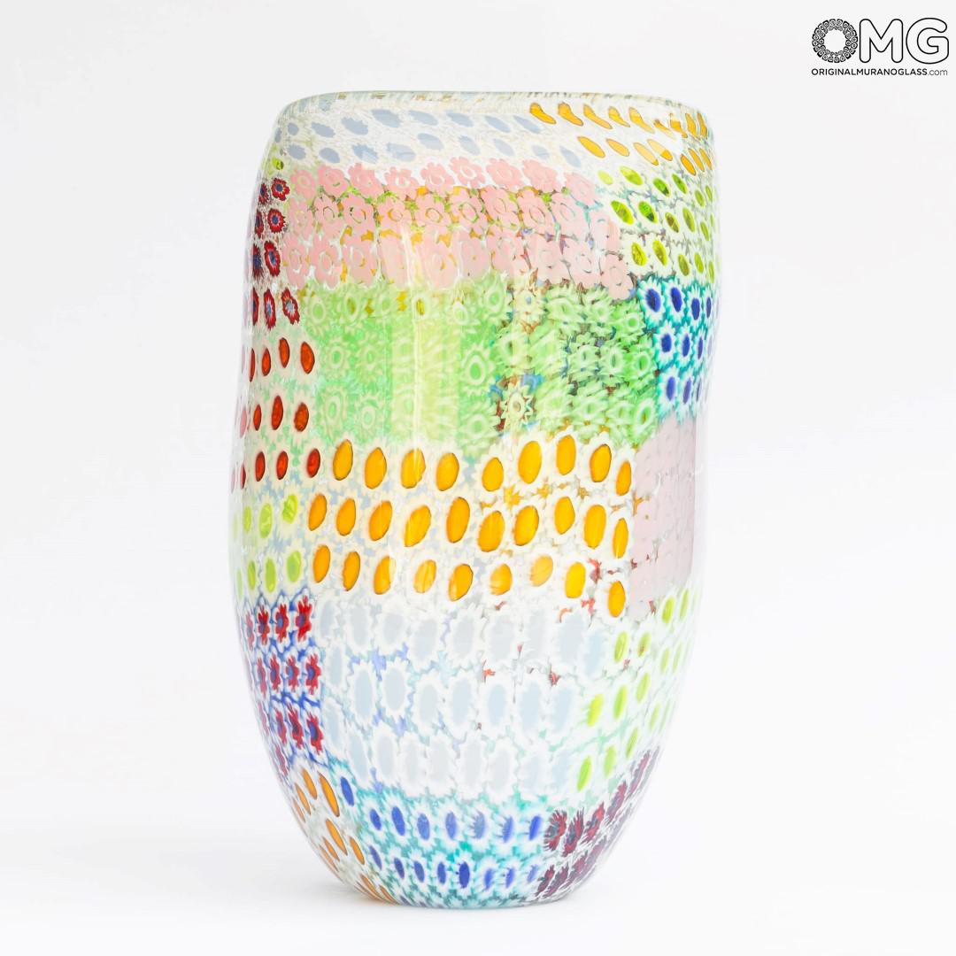 2275 ORIGINALMURANOGLASS Ваза Весна миллефиори из муранского стекла 23 см  - Вид №1