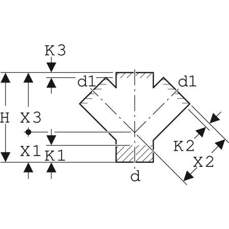 367.235.16.1 Крестовина Geberit PE 45° Geberit  - Вид №2