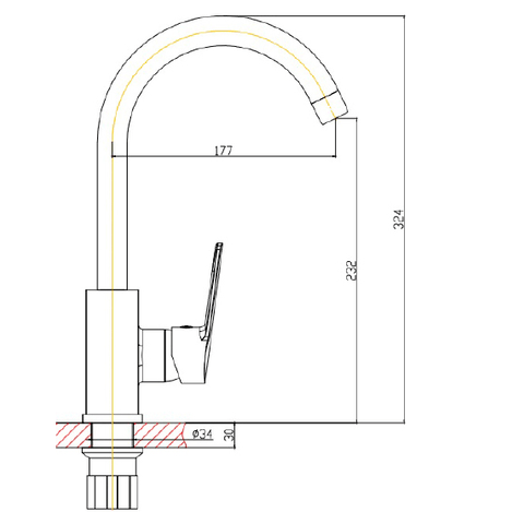 Orange Plito M16-004cr однозахватный смеситель для кухни Хром sun-id-1516916 - Вид №1