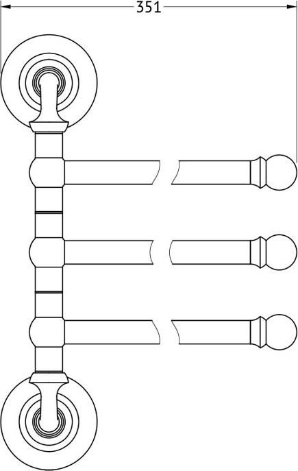 STI 111 Держатель полотенец поворотный тройной 35 cm 3SC STILMAR CHROME/GOLD Treesseci 3SC - Вид №1