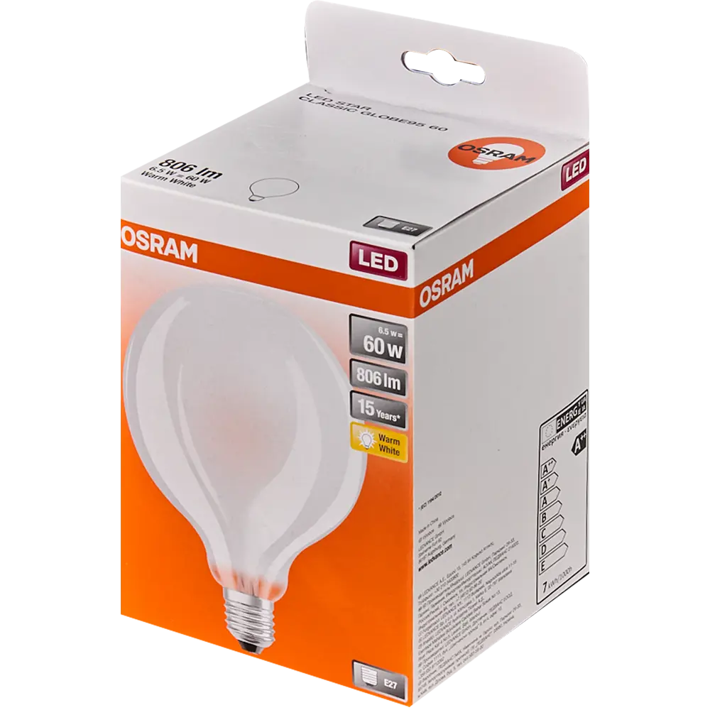 Лампа светодиодная Osram филаментная E27 230 В 7 Вт/827 шар 80173300 STLM-2182363  - Вид №3