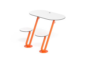 Круглый стальной стол для общественных мест со встроенными скамейками