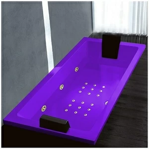 Ванна Gruppo treesse Quadra 199 V073N-DX-FZ фиолетовая с золотой фурнитурой и гидромассажем и аэромассажем прямоугольная встроенная правая