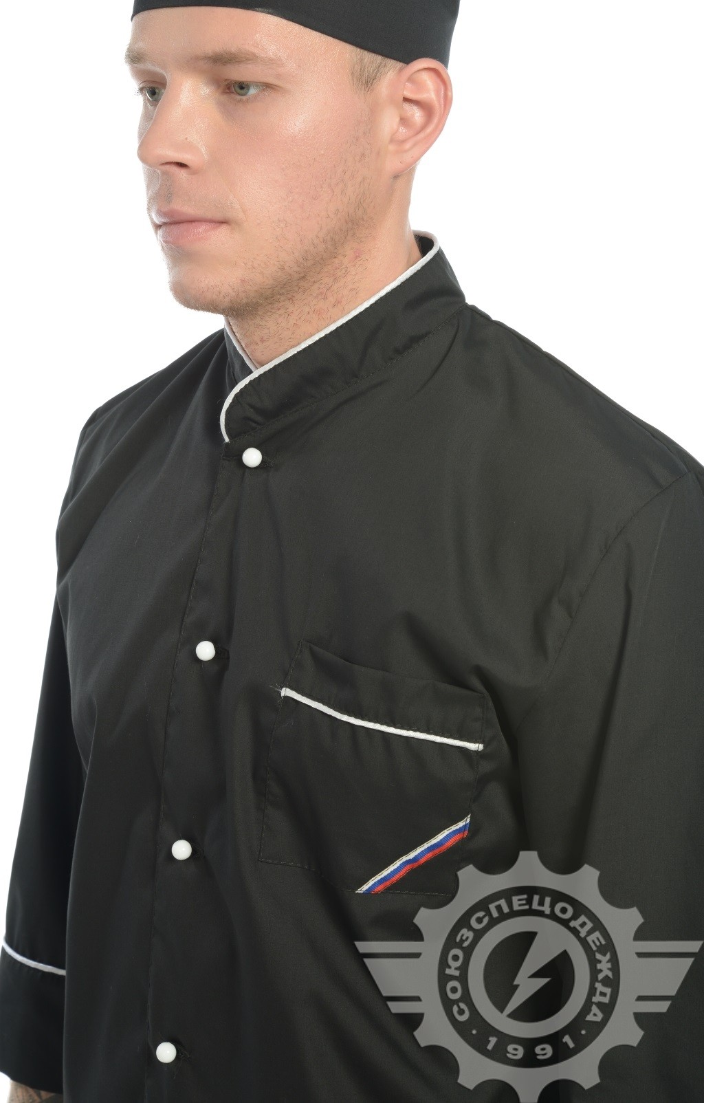 69107 Куртка поварская "Люкс-Лайт" черная  Повар  размер 60-62/170-176 Спецодежда  - Вид №4