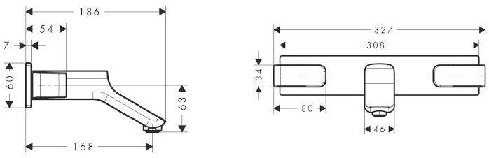 Axor Смеситель для умывальника настенный на 3 отверстия Axor urquiola sun-id-1457769 - Вид №1