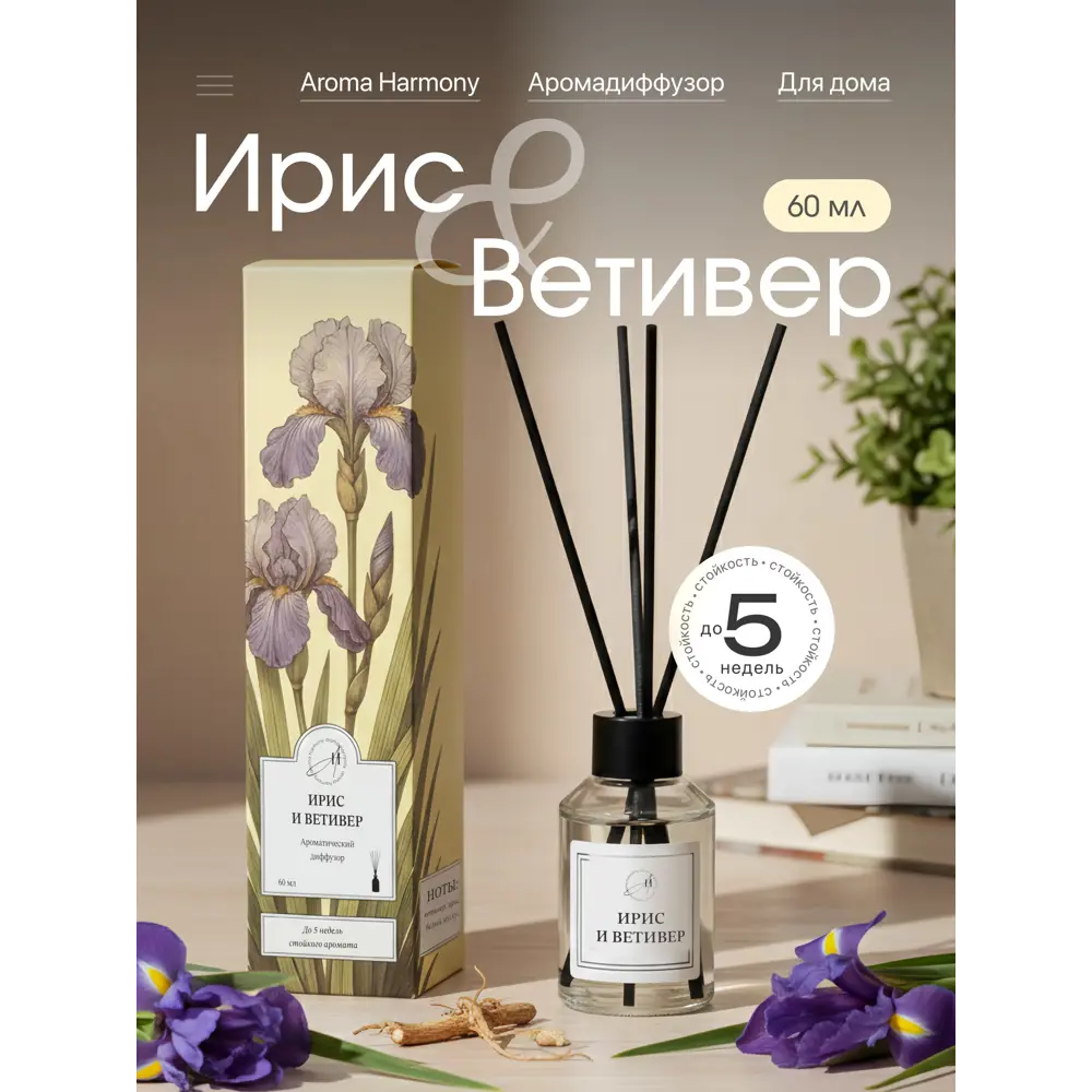 Ароматический диффузор Aroma Harmony Ветивер и ирис 60 мл STLM-2078690 - Вид №1