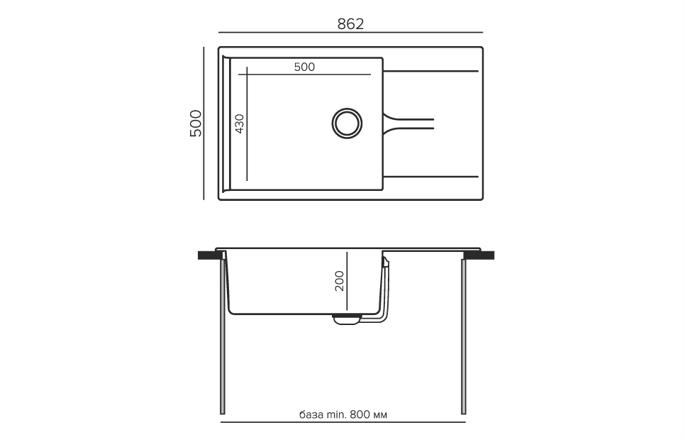 Кухонные мойки Polygran Gals-862 444584 - Вид №2