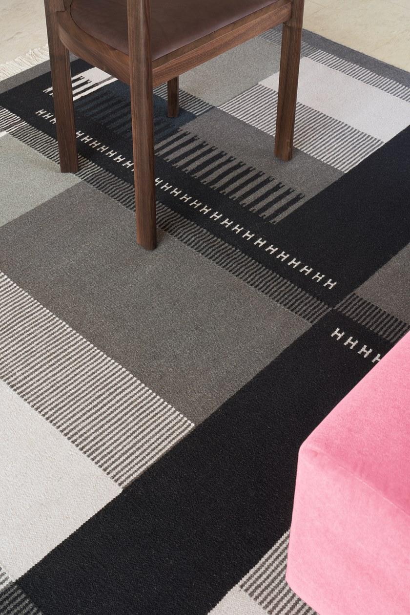 e15 Прямоугольный шерстяной коврик с геометрическими мотивами  Rh02  - Вид №7