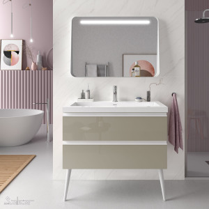 26639 SALGAR Мебель для умывальника SPIRIT 1000 2 металлических ящика GLOSS TAUPE 997 x 540 x 450 мм Глянцево-серо-коричневый