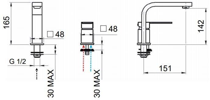 Remer Rubinetterie Смеситель для раковины на 2 отверстия Absolute Au-57 - Вид №1