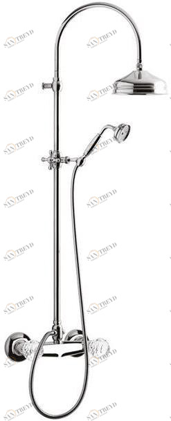 Rubinetteria Giulini Настенная душевая стойка с душевой лейкой Odessa crystal F3907wc-s/s