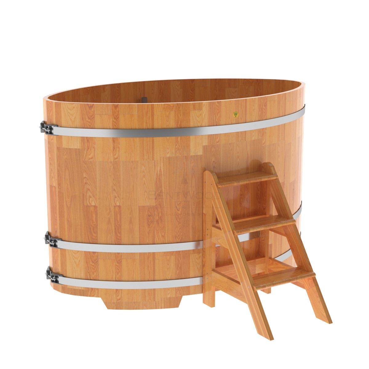 1550 Купель овальная из сращенных ламелей лиственницы 1,15х1,83х1,2 натуральная Alyarus 