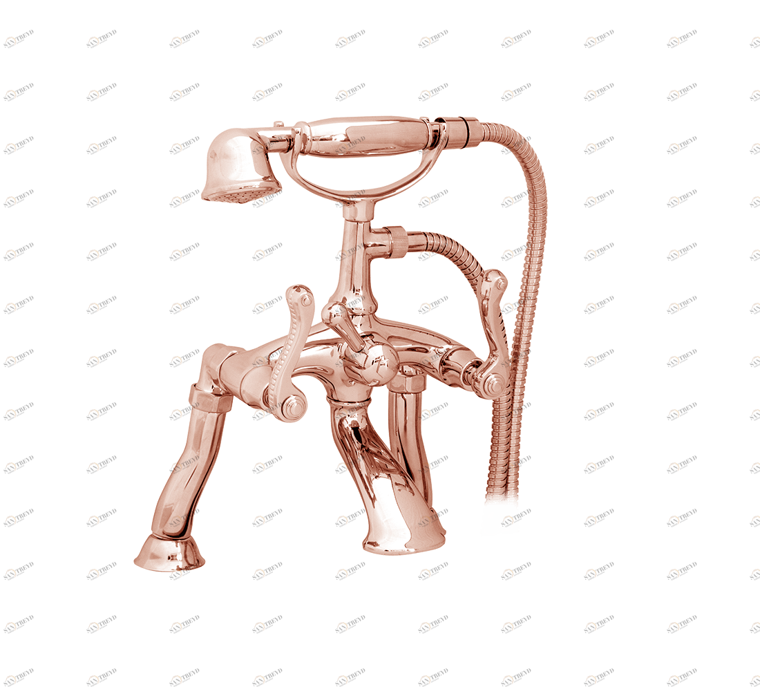 Gentry Home Смеситель для умывальника на три отверстия с выдвижным краном Tiffany Розовое золото GH103341