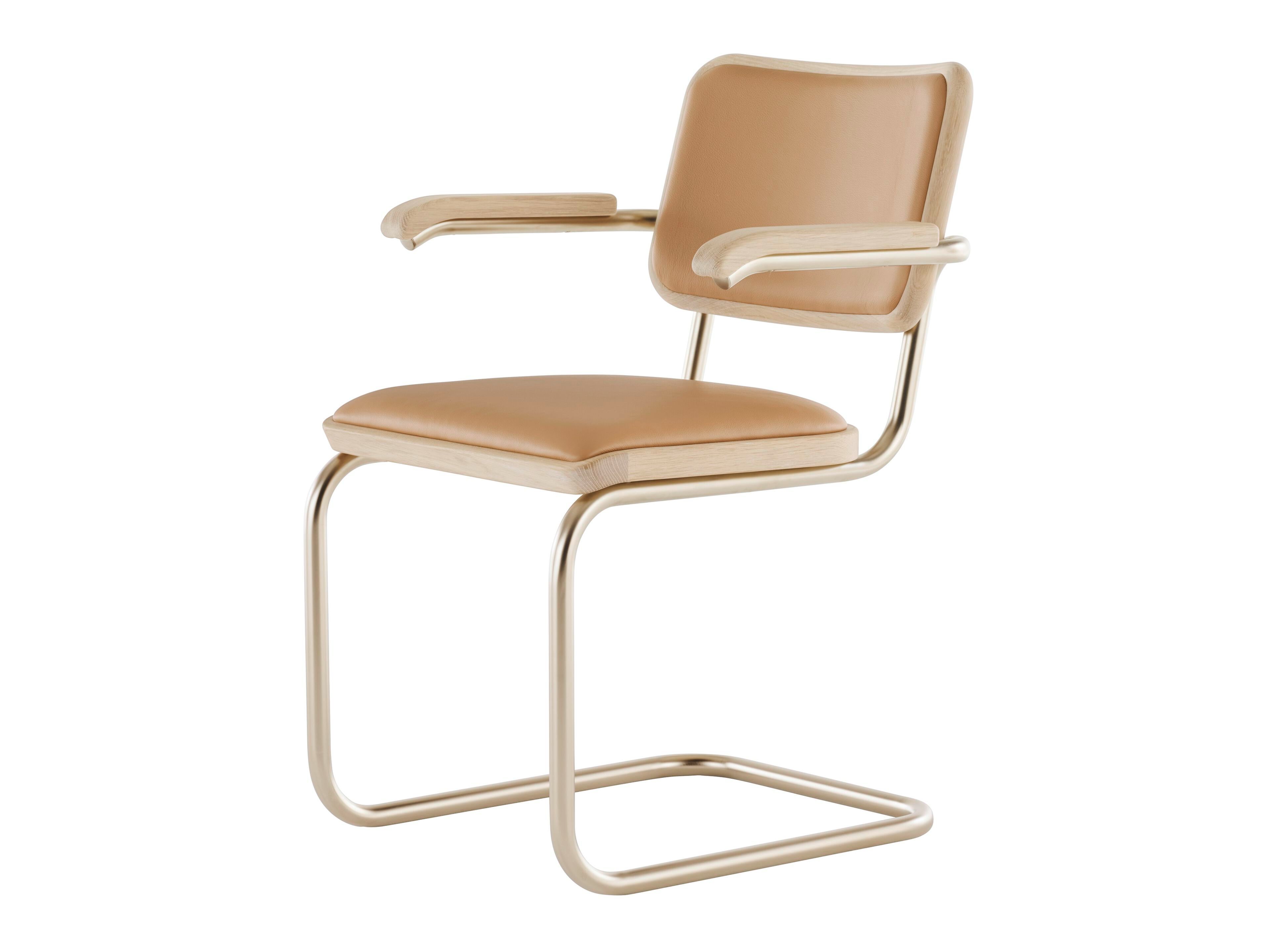 Стальной и кожаный консольный стул THONET JS. THONET ARCH-00129296