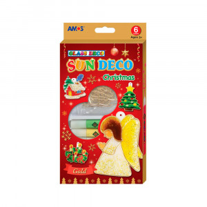 22938 Набор витражных красок с витражами "Новогодний", 6 цветов по 10,5 мл., 6 мини-витражей 12/48 AMOS