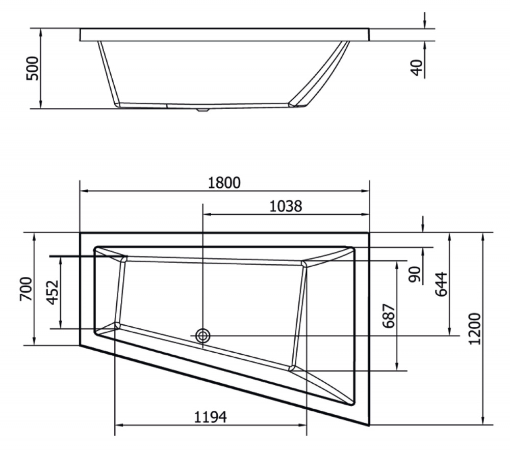 Акриловая ванна ALPEN Triangl 180 L 19611 - Вид №2