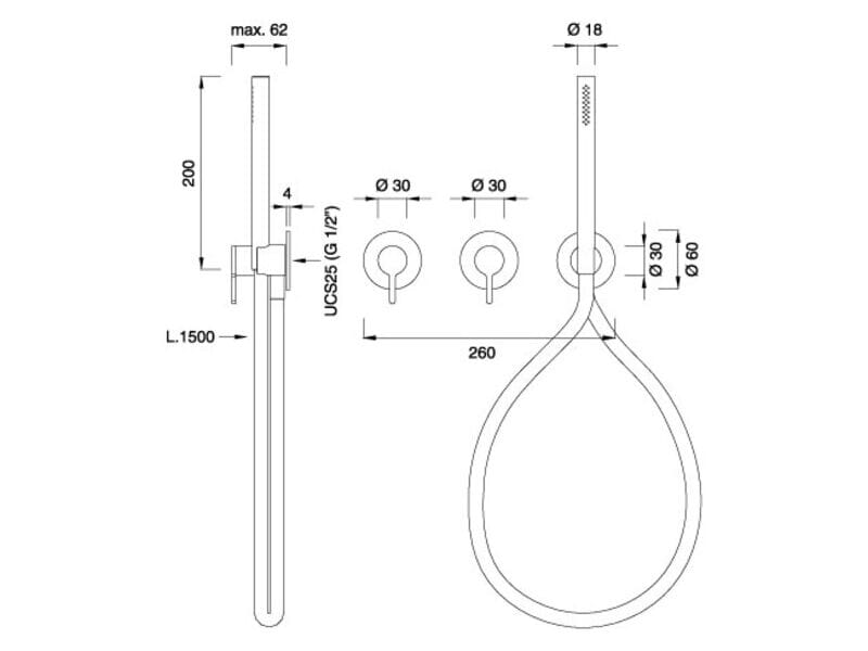 Настенный термостатический смеситель для ванны / душа CEADESIGN INNOVO ARCH-00101448 - Вид №2