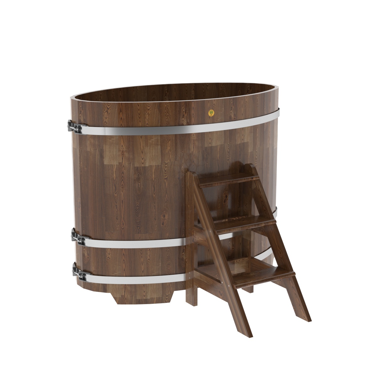 1497 Купель овальная из сращенных ламелей лиственницы 0,80х1,42х1,2 морёная Alyarus 