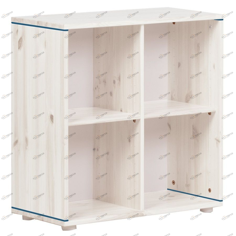 Стеллаж Flexa Classic storage с 4 полками, белый искусственно состаренный/голубой 812420146