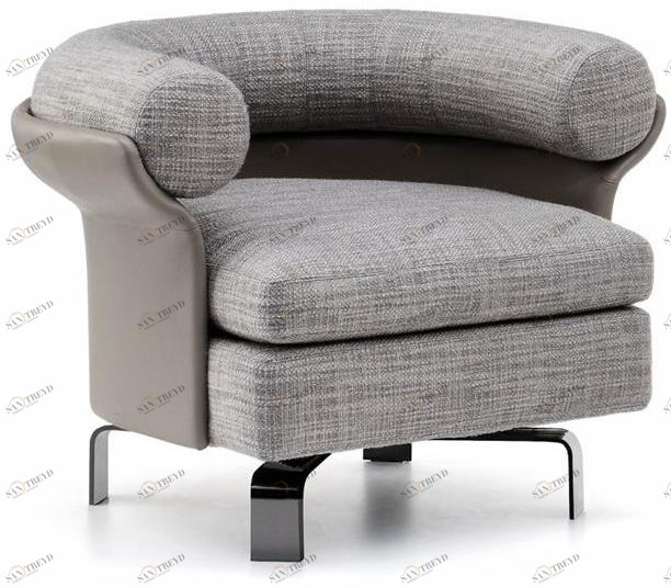 Minotti Вращающееся кресло из ткани с кожаной оболочкой Mattia sun-id-1389040