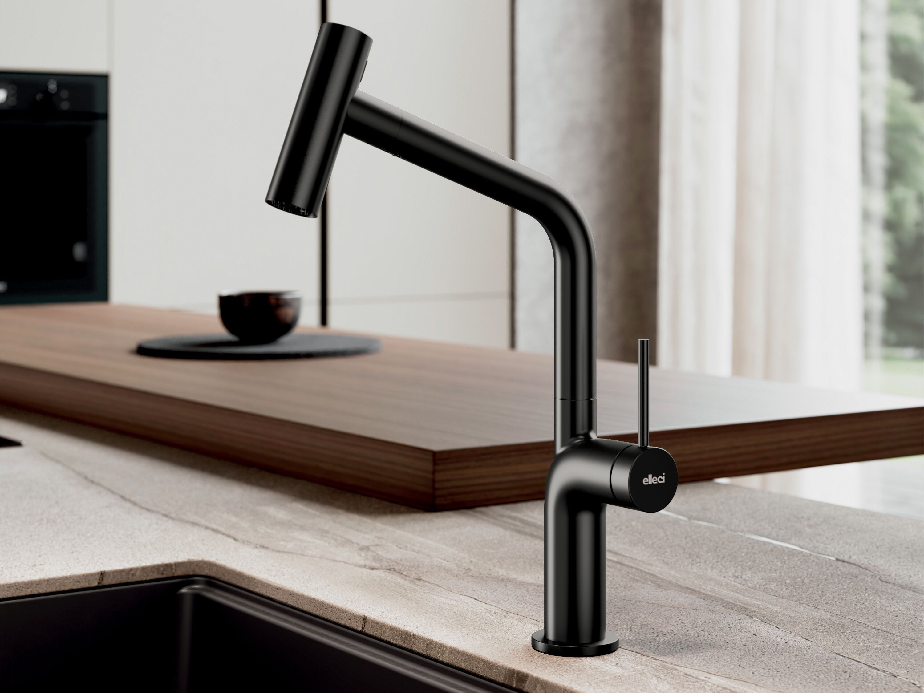 Смеситель для кухни на одно отверстие с выдвижным ручным душем Elleci Elleci Kitchen ARCH-00044765