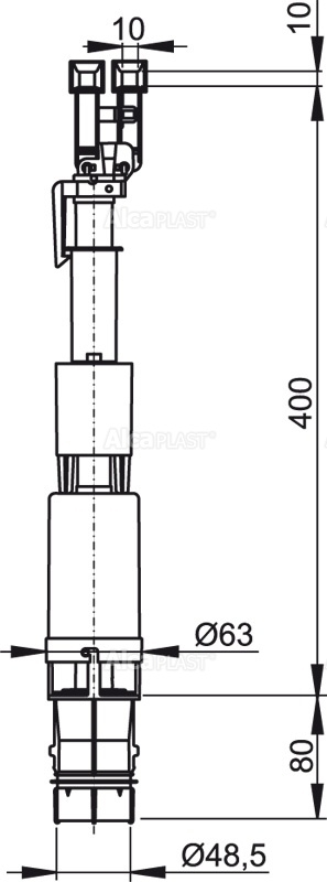 Сливной механизм для Slimmodul ALCAPLAST A09B - Вид №1