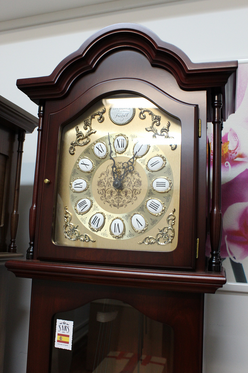 Часы напольные деревянные коричневые Mahagon SARS ДИЗАЙНЕРСКИЕ 00-3967440 Коричневый  - Вид №1