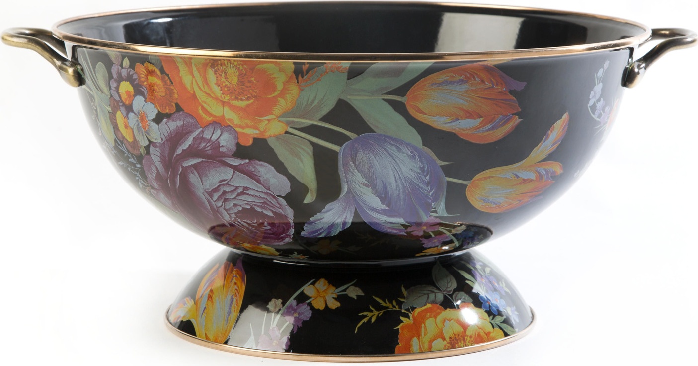 10654509 Mackenzie-Childs Блюдо сервировочное (черное) Flower Market Сталь 