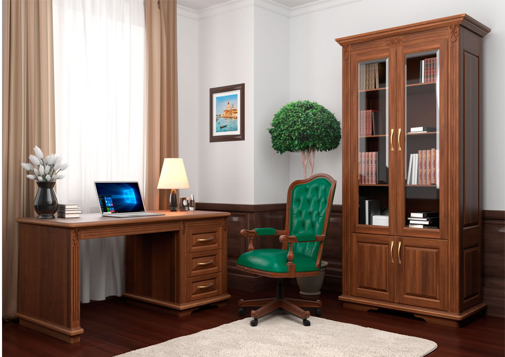 Письменный стол с ящиками деревянный, ясень-орех "Палермо" DREAMLINE ПОД СТАРИНУ 176714 Орех;коричневый  - Вид №1