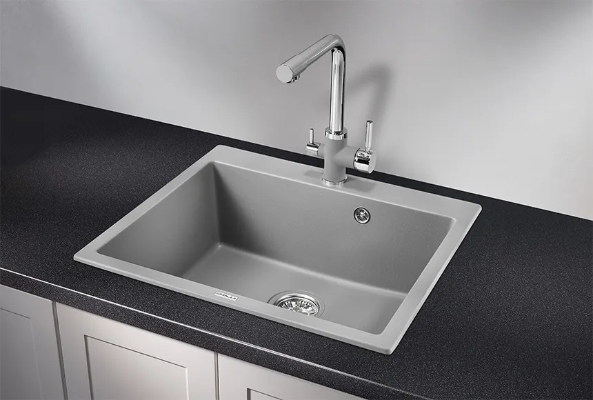 6001, АЛЮМИНИУМ, кухонная мойка, кварц GRANULA 6001-ST127