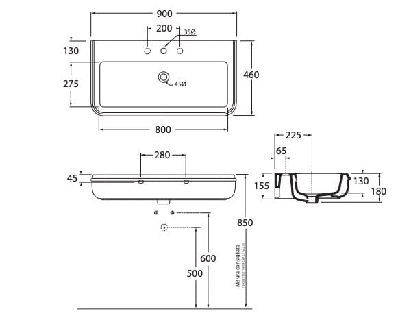 Прямоугольная столешница Azzurra Ceramica CHARME ARCH-00097537 - Вид №5