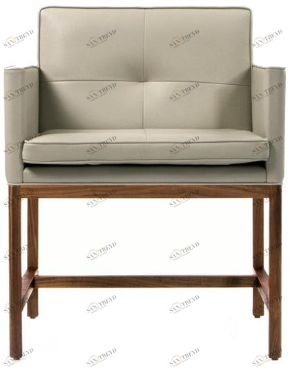 BassamFellows Мягкое кожаное кресло с подлокотниками Wood frame dining Cb-540